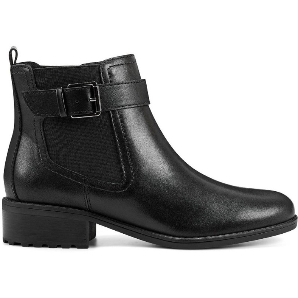Easy Spirit Black Smooth Leather Ankle Bootie with Buckle